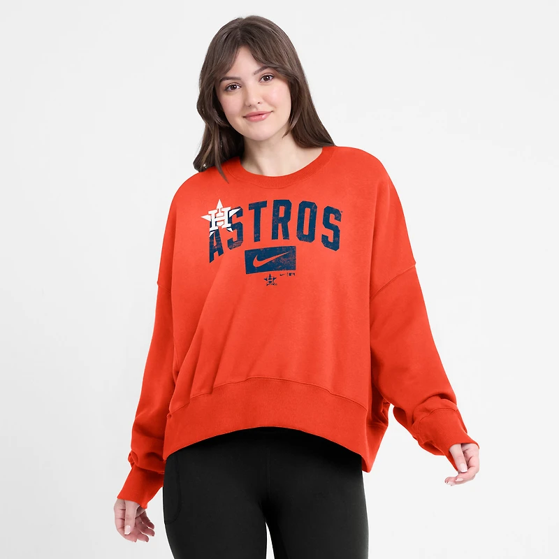 Sweat-shirt court surdimensionné orange Houston Astros Nike pour femme