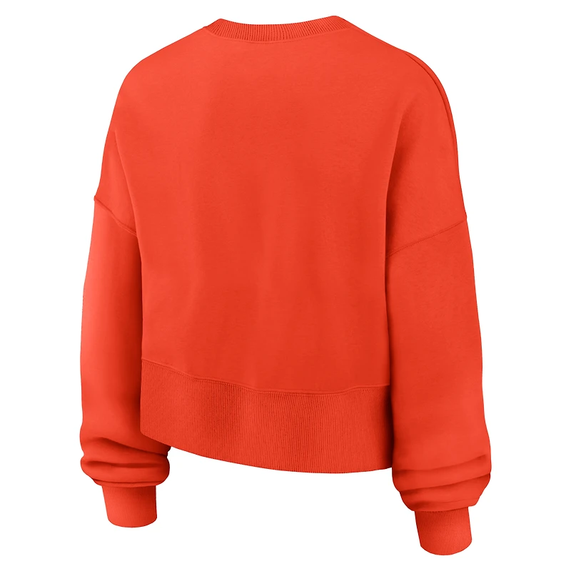 Women's Nike Orange Houston Astros Oversized High Hip Pullover Sweatshirt