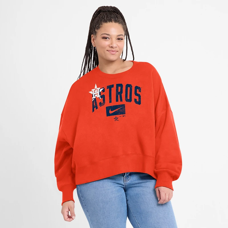 Women's Nike Orange Houston Astros Oversized Phoenix Fleece Sweatshirt