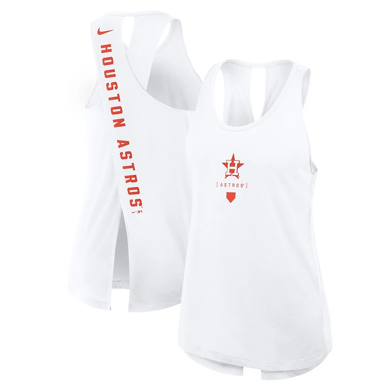 Débardeur Nike blanc Houston Astros à dos ouvert et croisé Dri-FIT pour femme