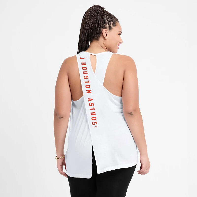 Débardeur Nike blanc Houston Astros à dos ouvert et croisé Dri-FIT pour femme