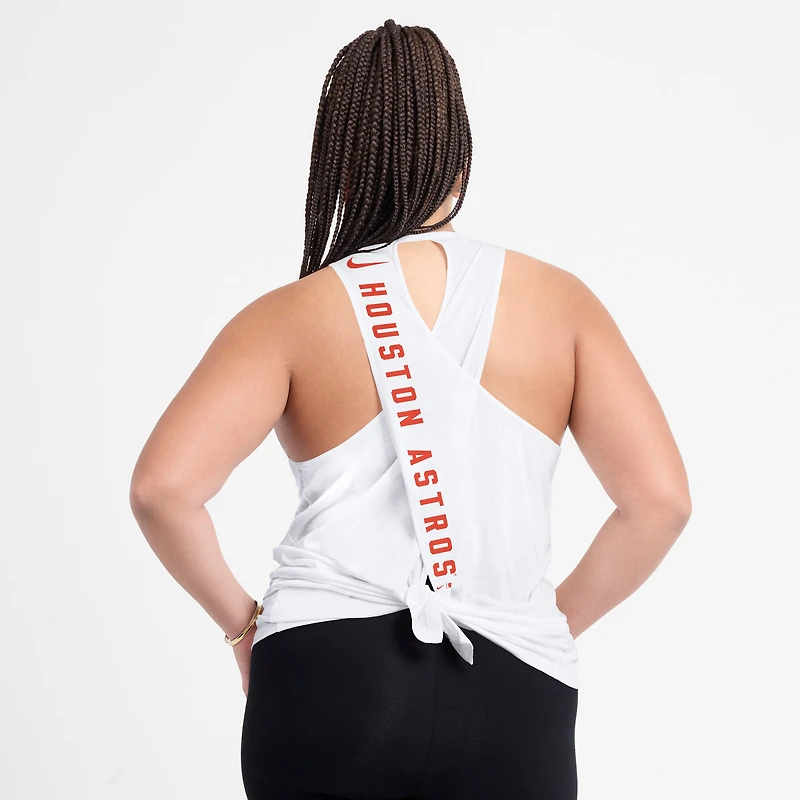 Débardeur Nike blanc Houston Astros à dos ouvert et croisé Dri-FIT pour femme