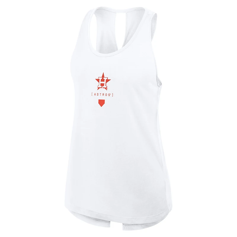Débardeur Nike blanc Houston Astros à dos ouvert et croisé Dri-FIT pour femme