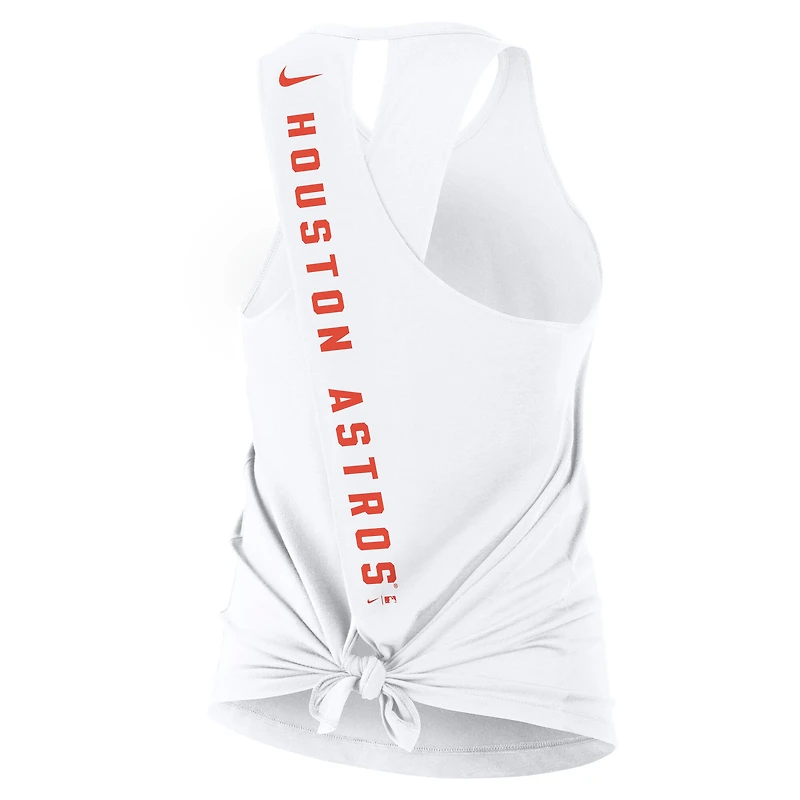 Débardeur Nike blanc Houston Astros à dos ouvert et croisé Dri-FIT pour femme