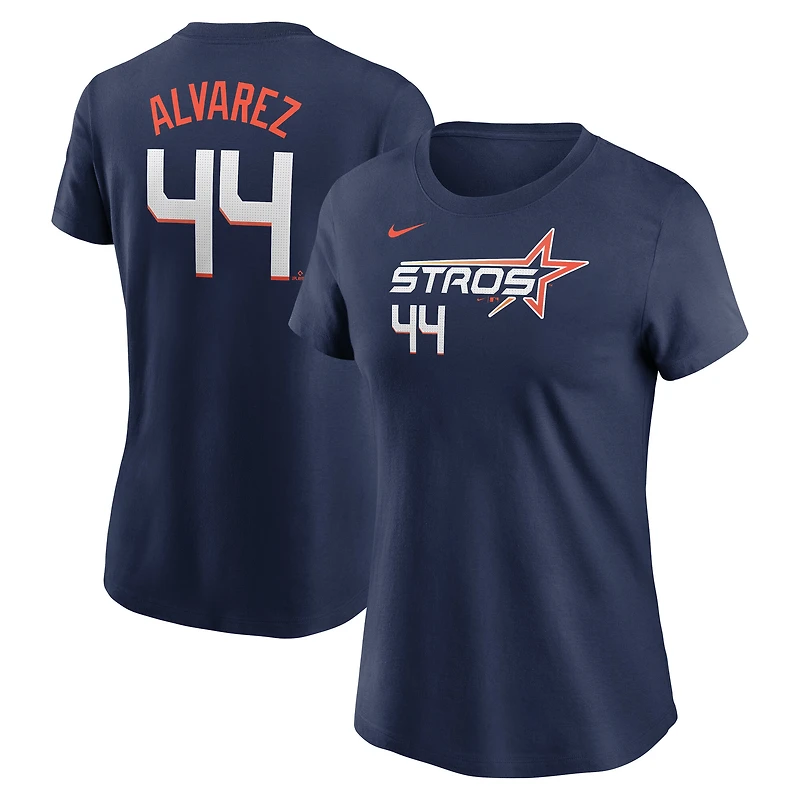 T-shirt Nike Yordan Alvarez bleu marine pour femme, Houston Astros 2025 City Connect Fuse, avec nom et numéro