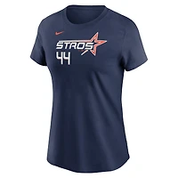 T-shirt Nike Yordan Alvarez bleu marine pour femme, Houston Astros 2025 City Connect Fuse, avec nom et numéro
