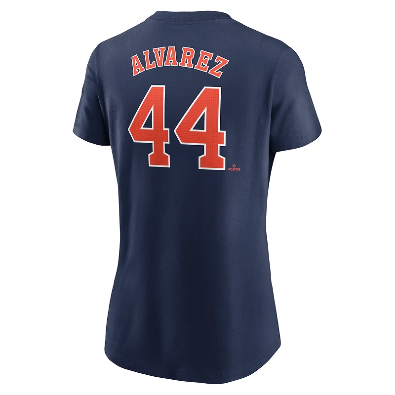 T-shirt Nike Yordan Alvarez bleu marine Houston Astros Cooperstown Collection Fuse avec nom et numéro pour femme