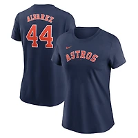 T-shirt Nike Yordan Alvarez bleu marine Houston Astros Cooperstown Collection Fuse avec nom et numéro pour femme