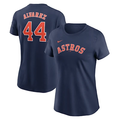 T-shirt Nike Yordan Alvarez bleu marine Houston Astros Fuse avec nom et numéro pour femme