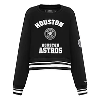 Women's Pro Standard Black Houston Astros Pearl Cropped Pullover Sweatshirt