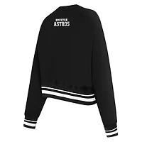 Women's Pro Standard Black Houston Astros Pearl Cropped Pullover Sweatshirt