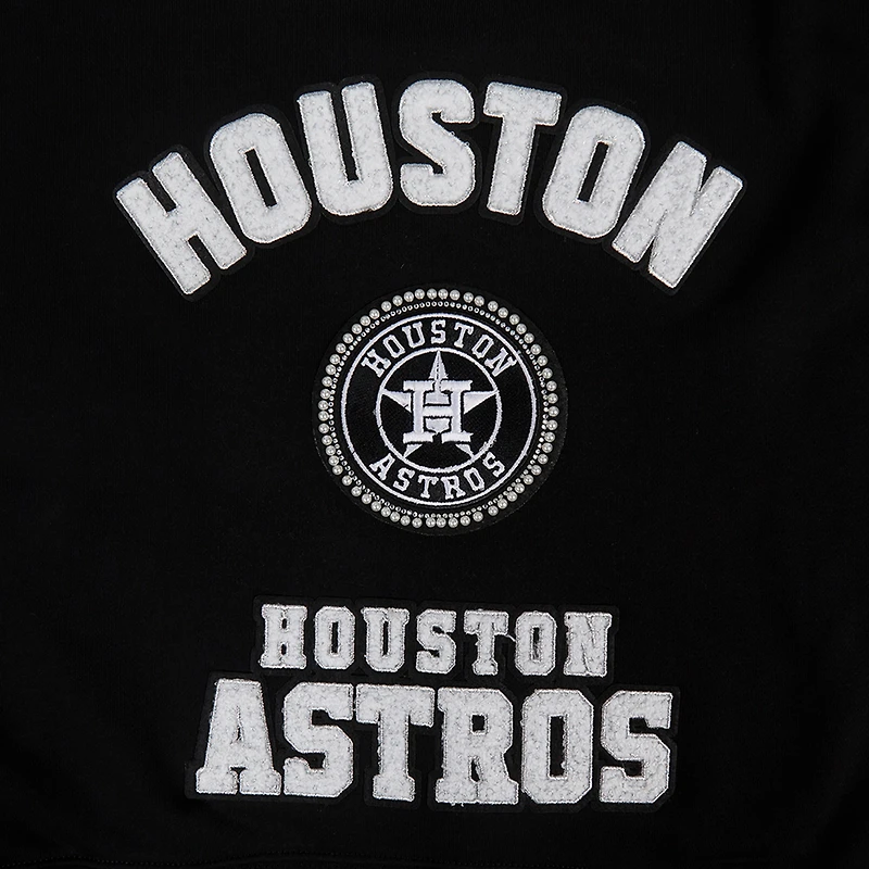 Women's Pro Standard Black Houston Astros Pearl Cropped Pullover Sweatshirt