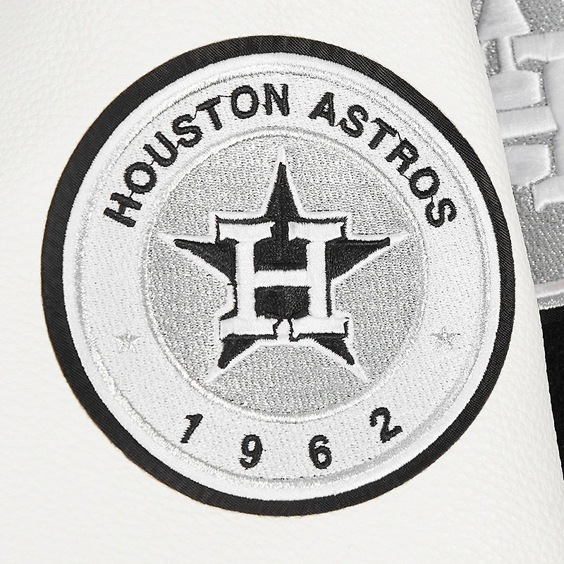 Women's Pro Standard Black Houston Astros Pearls Rib Wool Full-Zip Varsity Jacket