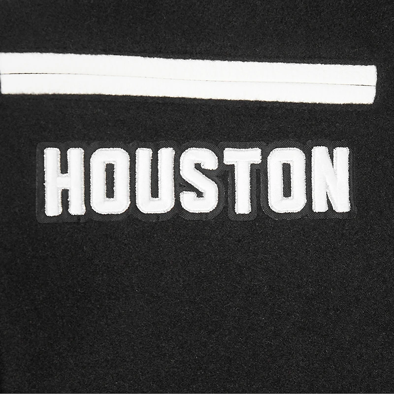 Women's Pro Standard Black Houston Astros Pearls Rib Wool Full-Zip Varsity Jacket