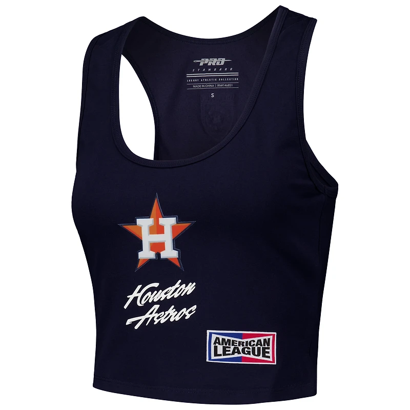 Débardeur court ajusté en trois mélanges Pro Standard pour femmes, bleu marine, Houston Astros Fast Lane