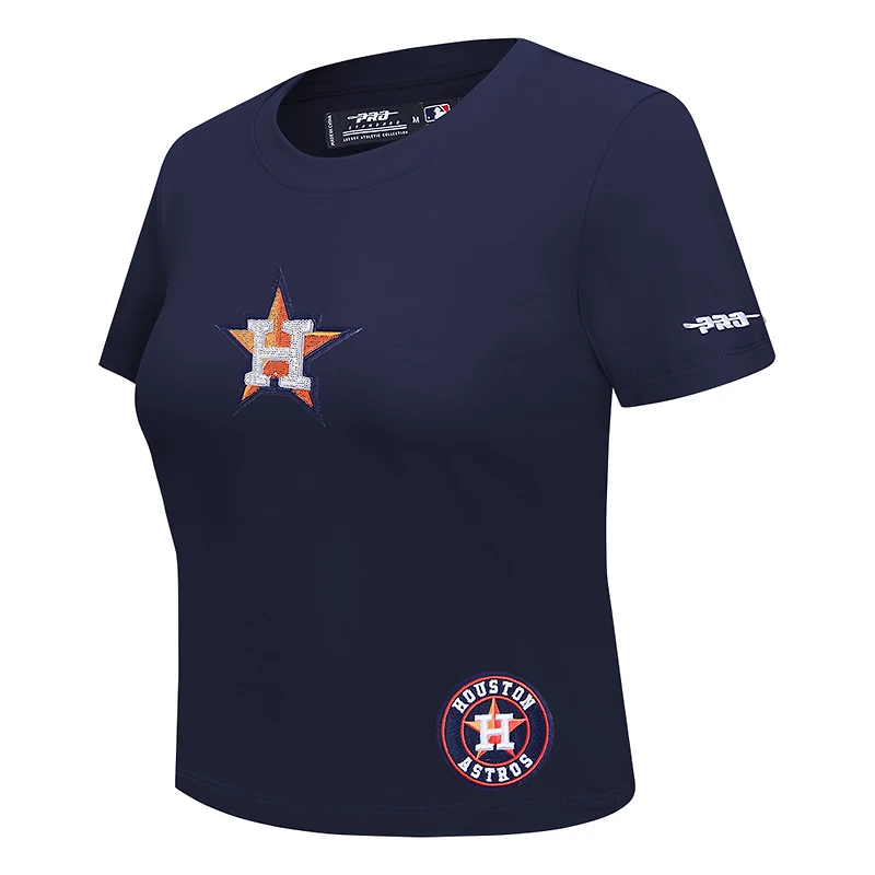Women's Pro Standard  Navy Houston Astros Game Day Classics Baby Doll Cropped T-Shirt