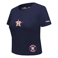 Women's Pro Standard  Navy Houston Astros Game Day Classics Baby Doll Cropped T-Shirt