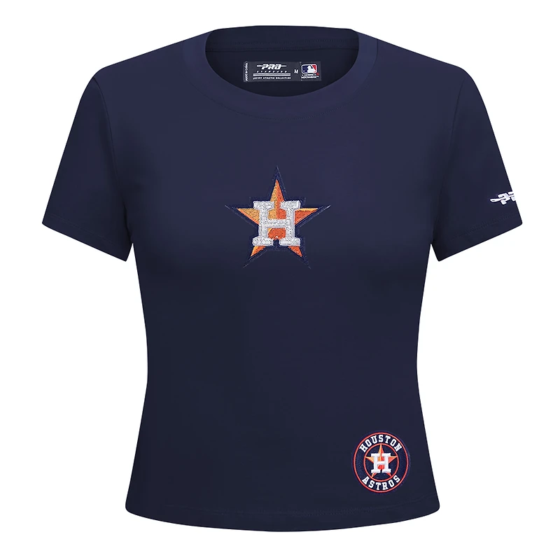 Women's Pro Standard Navy Houston Astros Game Day Classics Baby Doll Cropped T-Shirt
