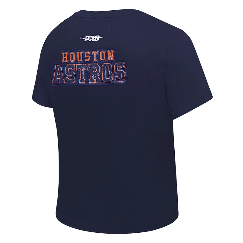 Women's Pro Standard Navy Houston Astros Game Day Classics Baby Doll Cropped T-Shirt