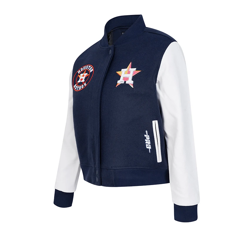 Women's Pro Standard Navy Houston Astros Game Day Classics Wool Varsity Jacket