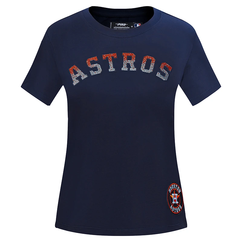Women's Pro Standard  Navy Houston Astros Rhinestone Slim Fit T-Shirt
