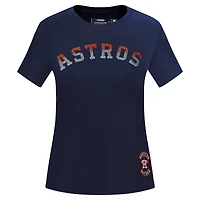 Women's Pro Standard  Navy Houston Astros Rhinestone Slim Fit T-Shirt