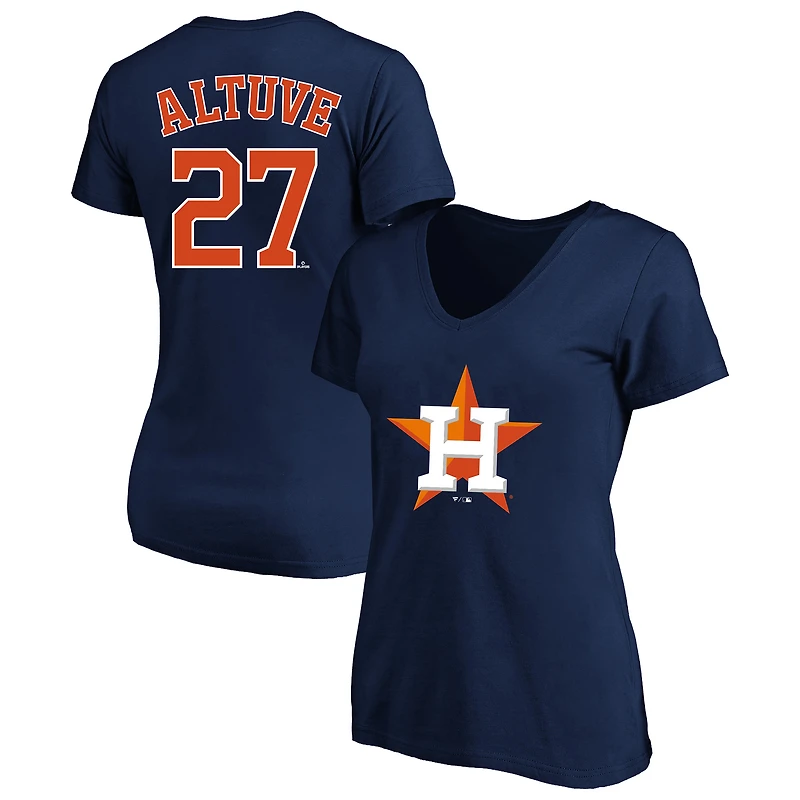 Women's Profile Jose Altuve Navy Houston Astros Plus Name & Number V-Neck T-Shirt