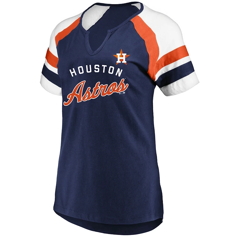 Women's Profile Navy Houston Astros Arched Notch Neck T-Shirt