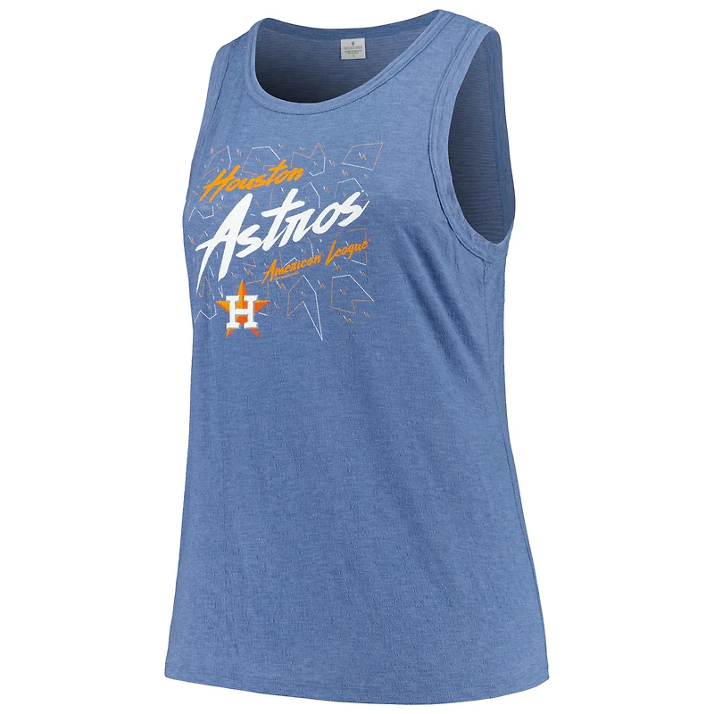Débardeur tri-mélange courbé a col haut taille plus pour femmes Soft as Grape Navy Houston Astros
