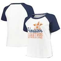 Women's Soft as a Grape White Houston Astros Plus Baseball Raglan T-Shirt