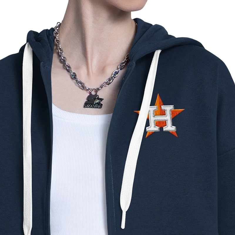 Sweat à capuche zippé Starter pour femme, bleu marine/gris chin