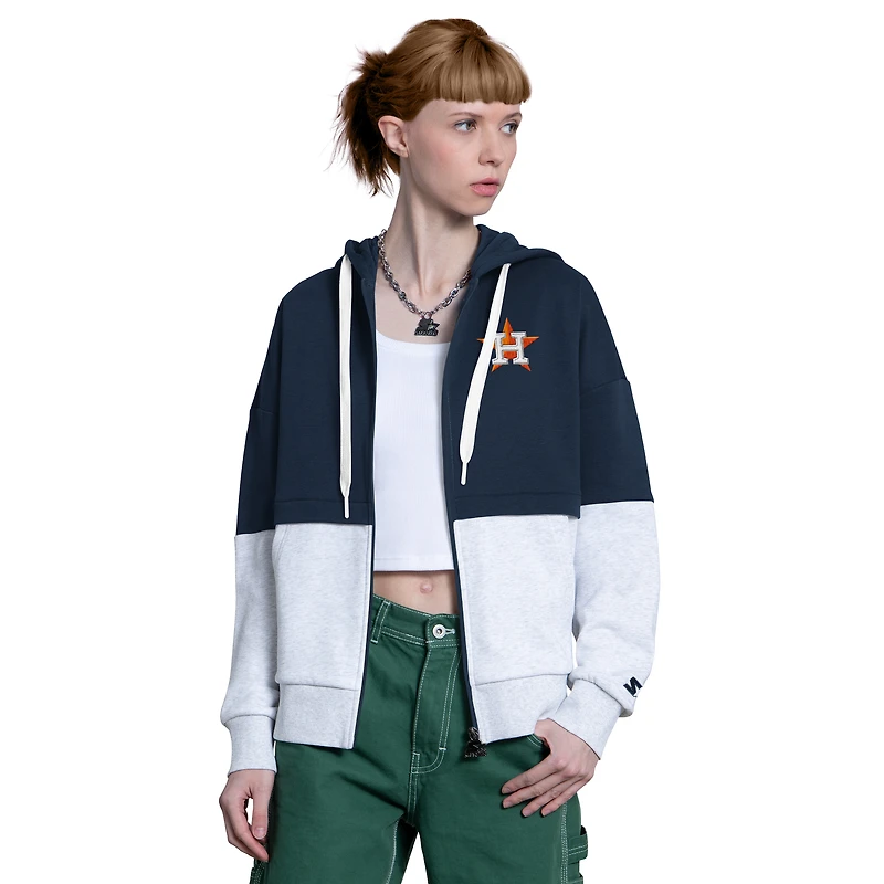 Sweat à capuche zippé Starter pour femme, bleu marine/gris chin