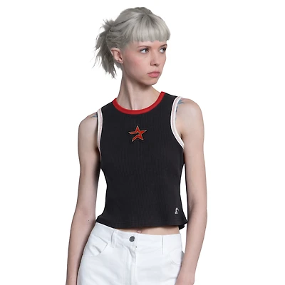 Women's Starter Navy Houston Astros Cooperstown Play the Ball Crop Tank Top