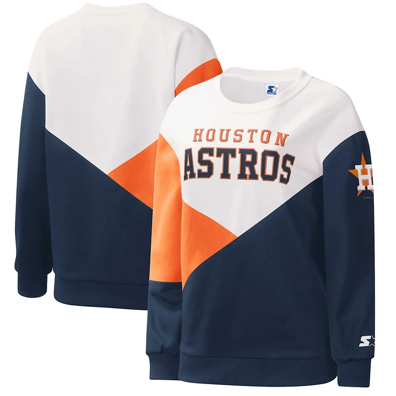 Sweat-shirt à enfiler Starter blanc/marine pour femme, Houston Astros Shutout