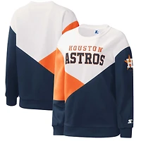 Sweat-shirt à enfiler Starter blanc/marine pour femme, Houston Astros Shutout