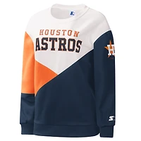 Women's Starter White/Navy Houston Astros Shutout Pullover Sweatshirt