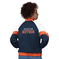 Veste de survêtement blanche/orange à fermeture éclair intégrale Teamwork Raglan pour femme des Astros Houston