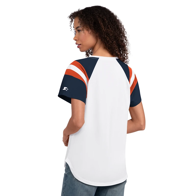 T-shirt raglan à col cranté Starter blanc pour femme, Houston Astros Game On