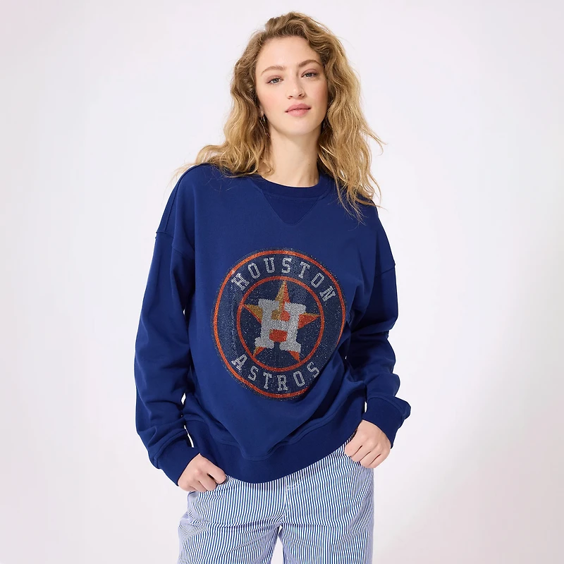 Women's Terez Navy Houston Astros Marquee Gemstone Logo Sweatshirt
