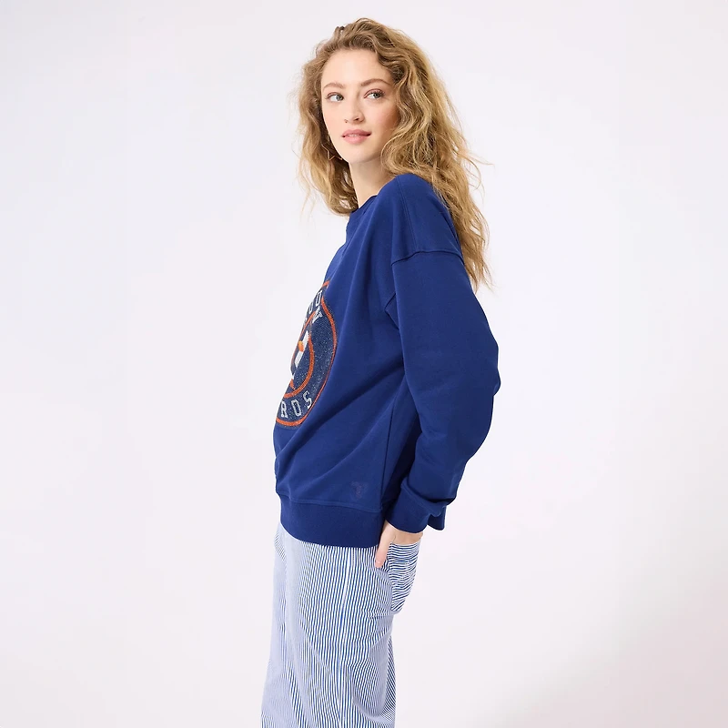 Women's Terez Navy Houston Astros Marquee Gemstone Logo Sweatshirt