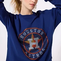 Women's Terez Navy Houston Astros Marquee Gemstone Logo Sweatshirt