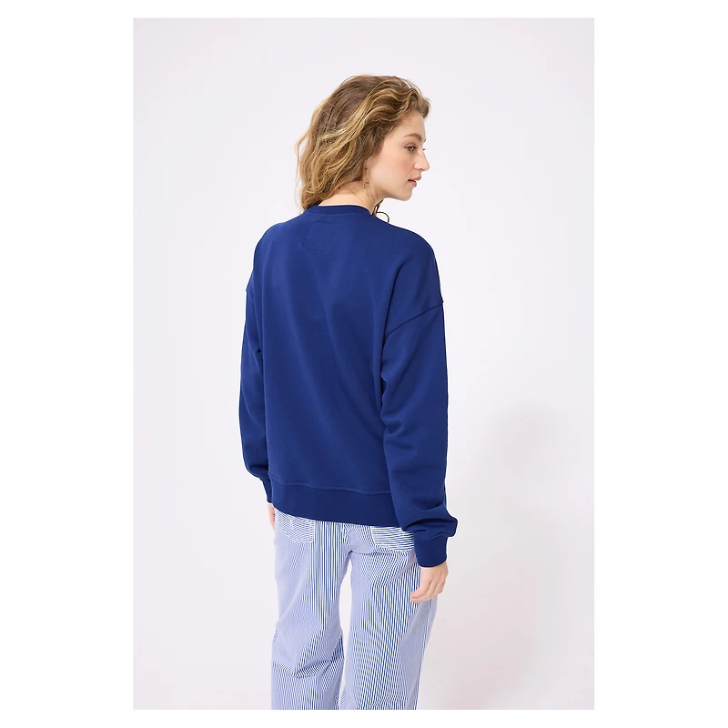 Sweat-shirt surdimensionné bleu marine à logo en pierres précieuses pour femme des Astros de Houston Terez