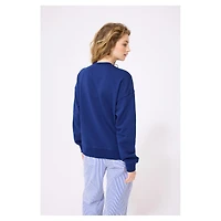Sweat-shirt surdimensionné bleu marine à logo en pierres précieuses pour femme des Astros de Houston Terez