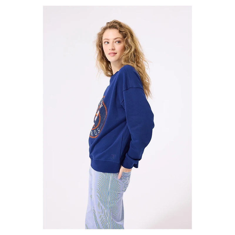 Women's Terez Navy Houston Astros Oversized Gemstone Logo Sweatshirt
