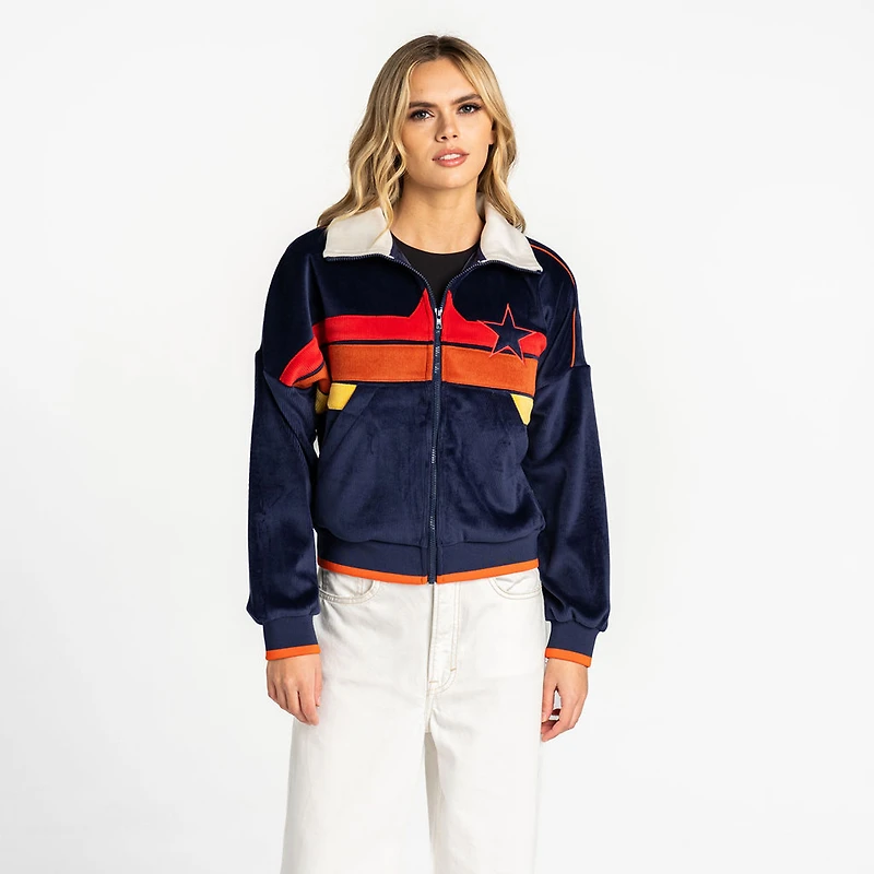Women's The Wild Collective  Blue Houston Astros Velvet Cord Full-Zip Jacket
