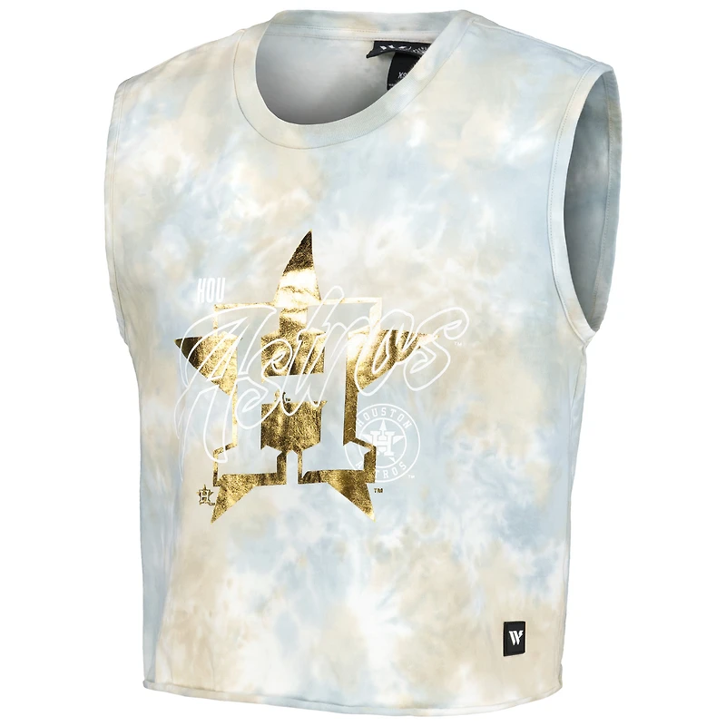 Women's The Wild Collective White Houston Astros Washed Muscle Tank Top