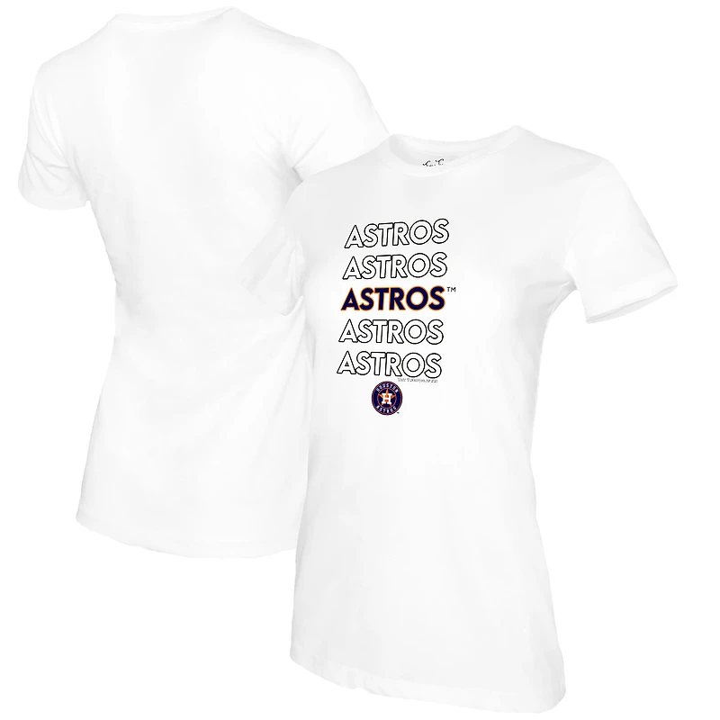 Women's Tiny Turnip White Houston Astros Stacked T-Shirt
