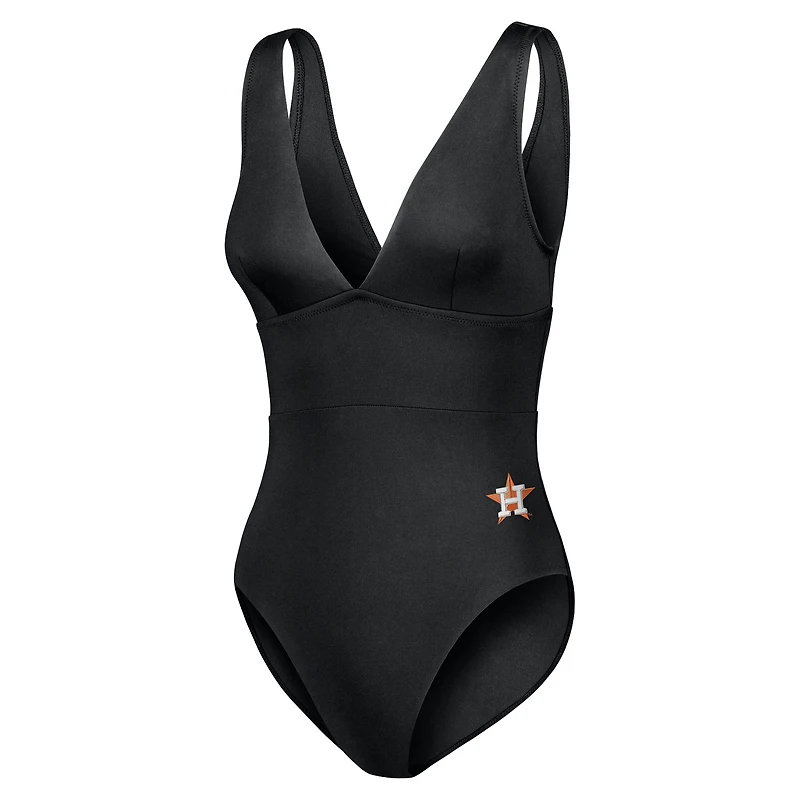Maillot de bain une pièce moderne à col en V pour femmes Tommy Bahama noir Houston Astros Palm