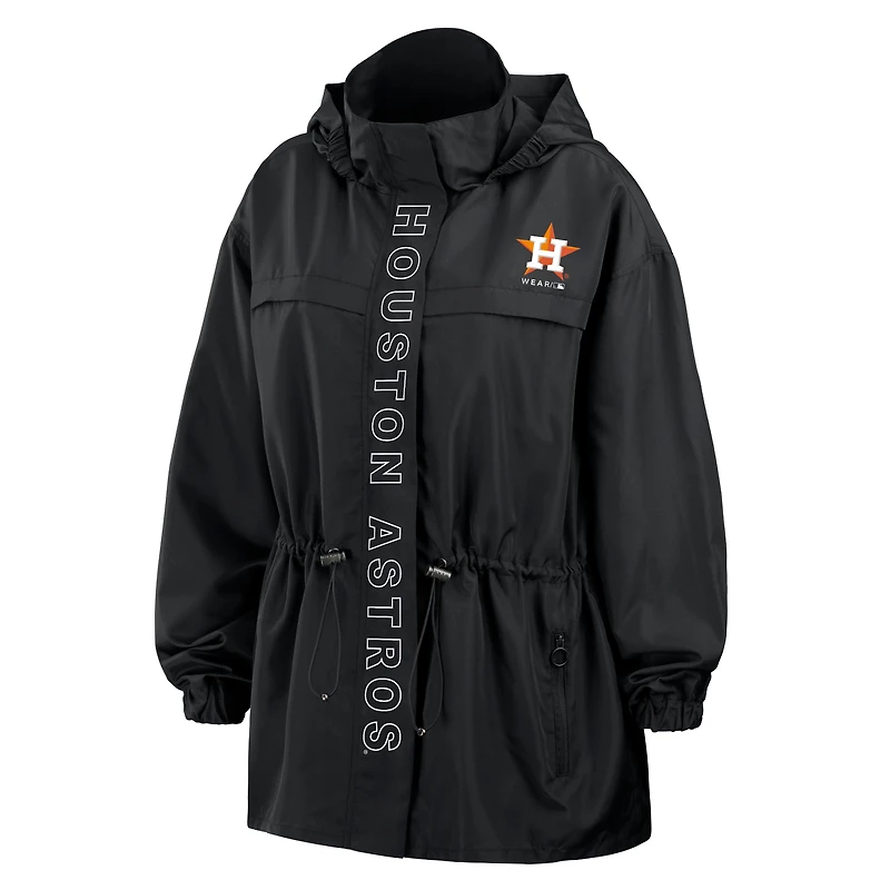 Veste à capuche coupe-vent entièrement zippée WEAR by Erin Andrews pour femmes, noire, Houston Astros