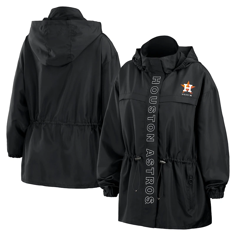 Veste à capuche coupe-vent entièrement zippée WEAR by Erin Andrews pour femmes, noire, Houston Astros